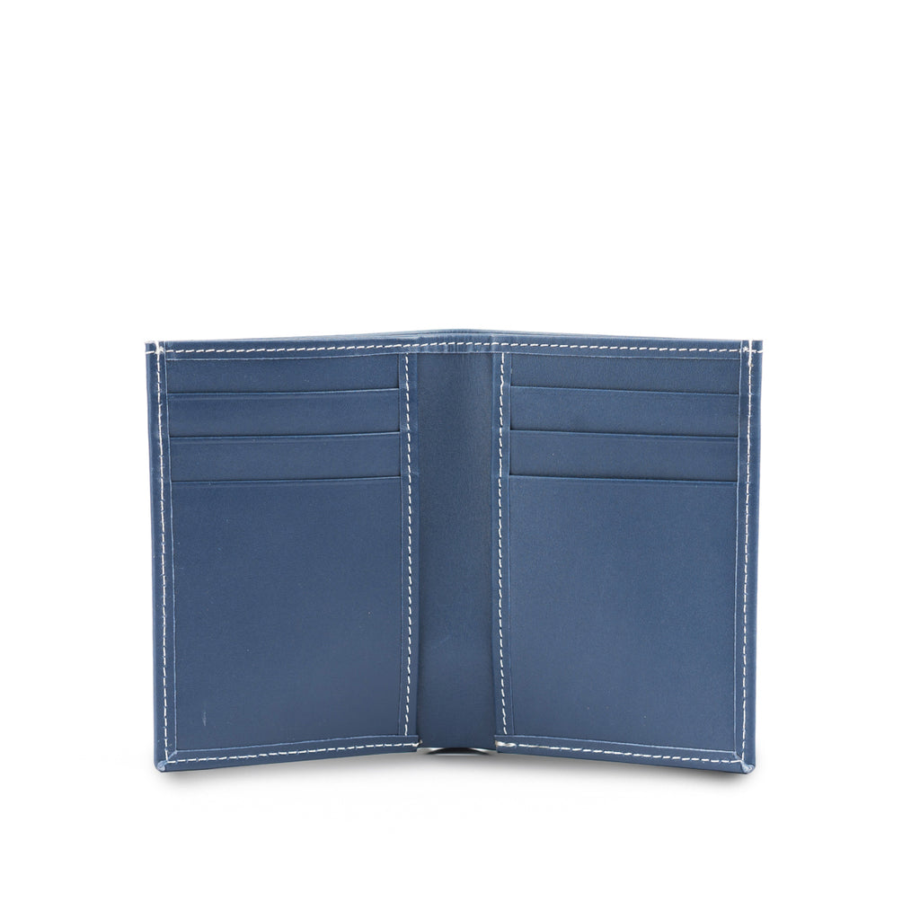 Sleek-Fold Leather Wallet-Navy