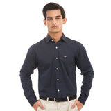 Navy Patterned Casual Shirt