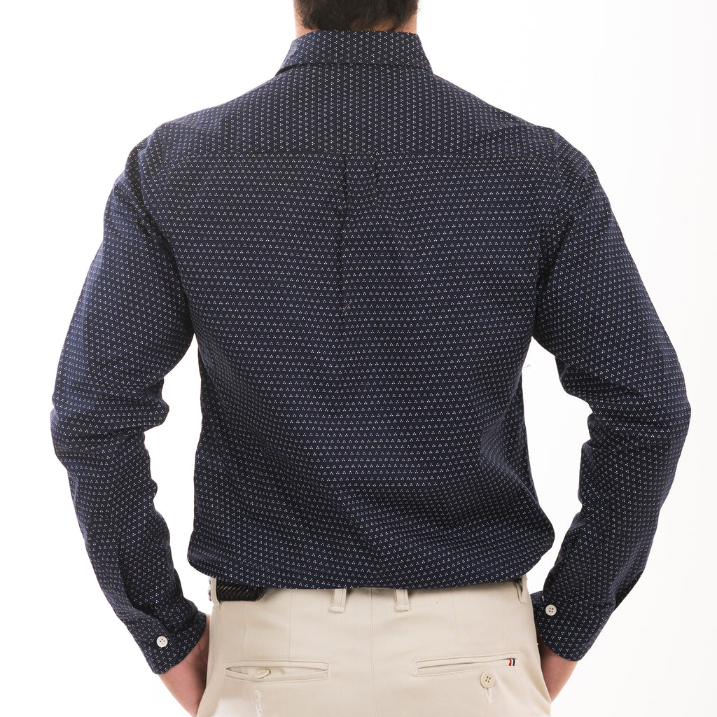 Navy Patterned Casual Shirt
