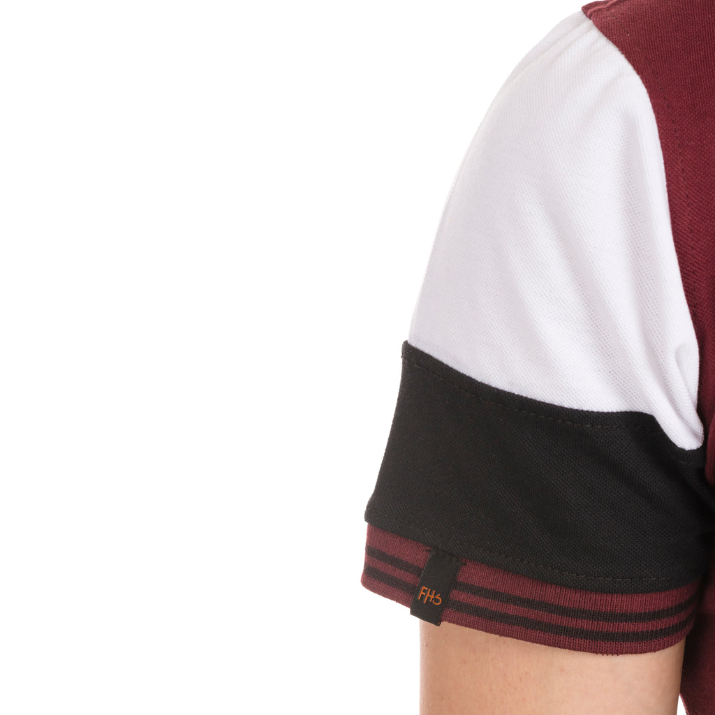 The Signature Cut & Sew Polo - Maroon/White
