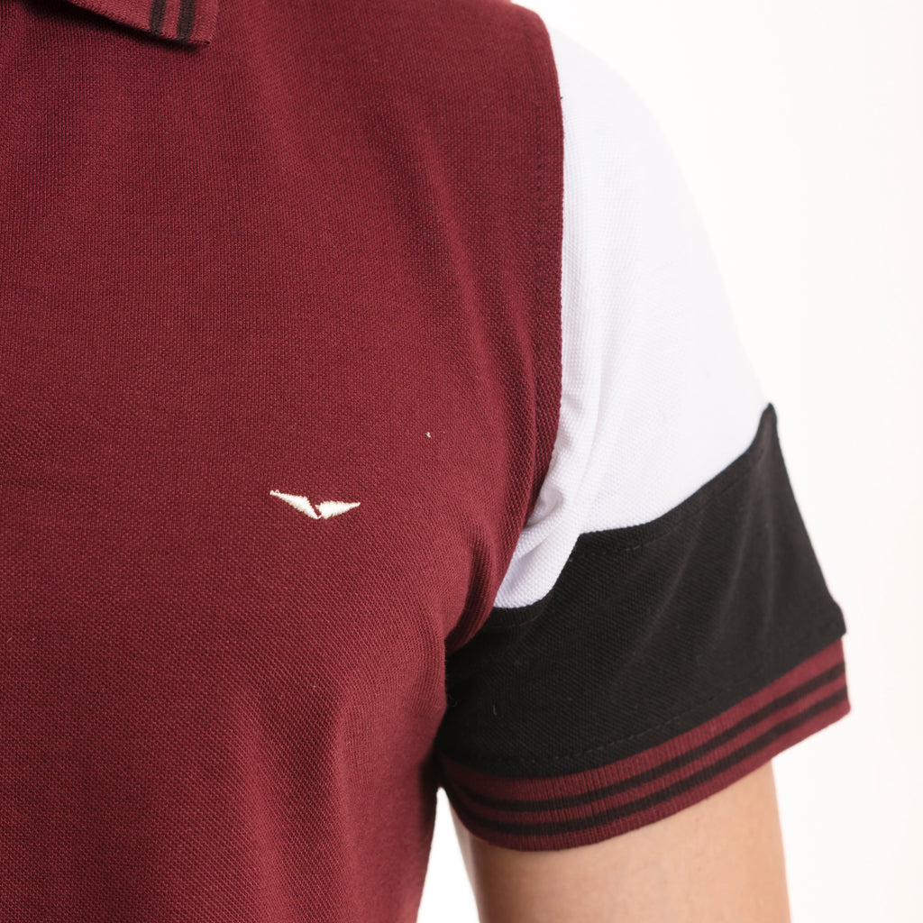 The Signature Cut & Sew Polo - Maroon/White