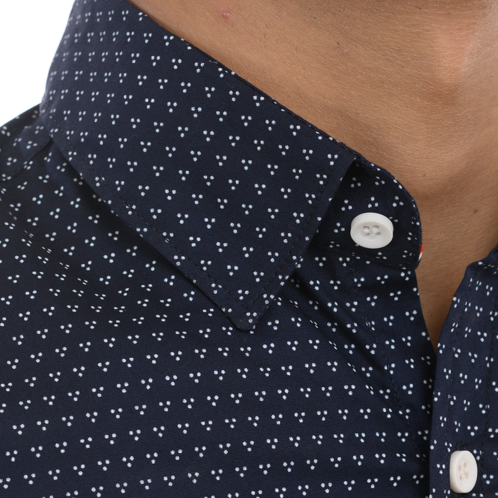 Navy Patterned Casual Shirt