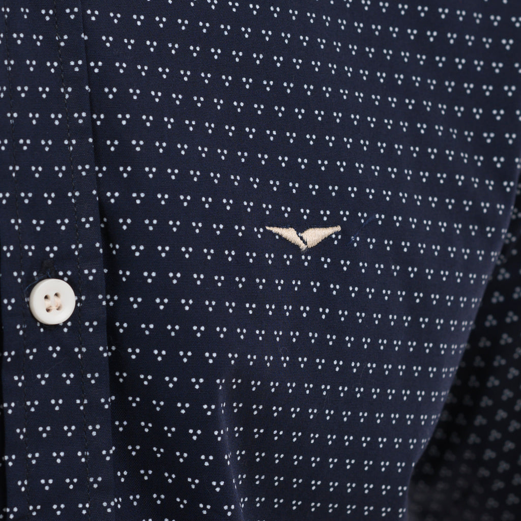 Navy Patterned Casual Shirt