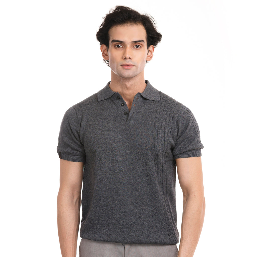 Modus Knitted Polo - Charcoal