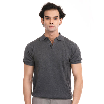 Modus Knitted Polo - Charcoal