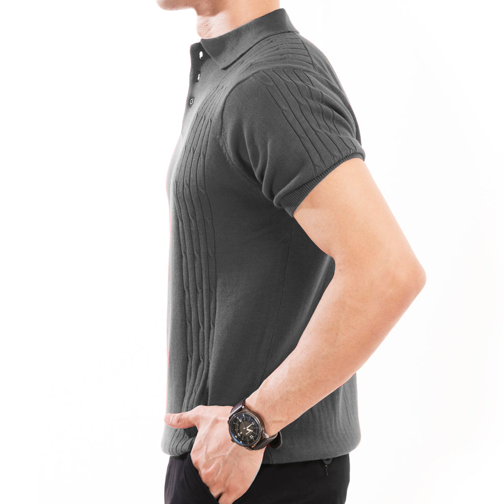 Modus Knitted Polo - Charcoal