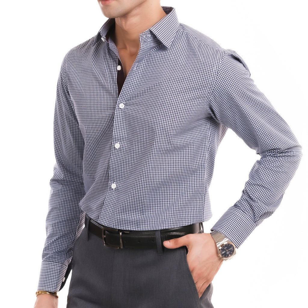 Checkered Gingham Formal Shirt - Black/White