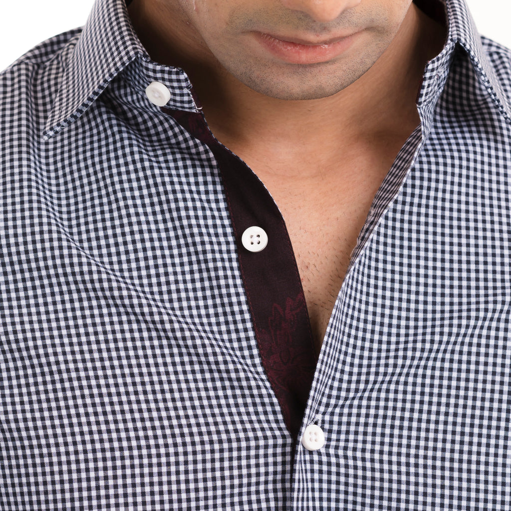 Checkered Gingham Formal Shirt - Black/White