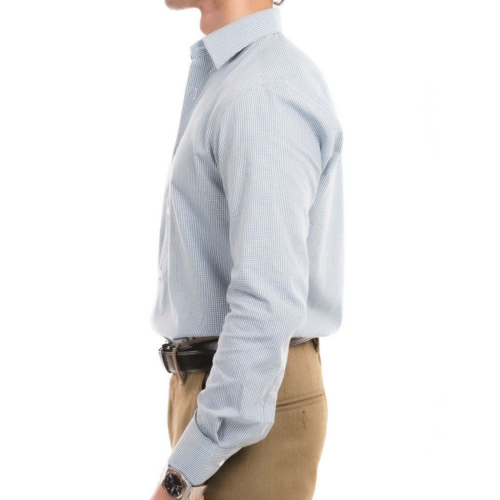 Micro-Checkered Formal Shirt - Grey/White