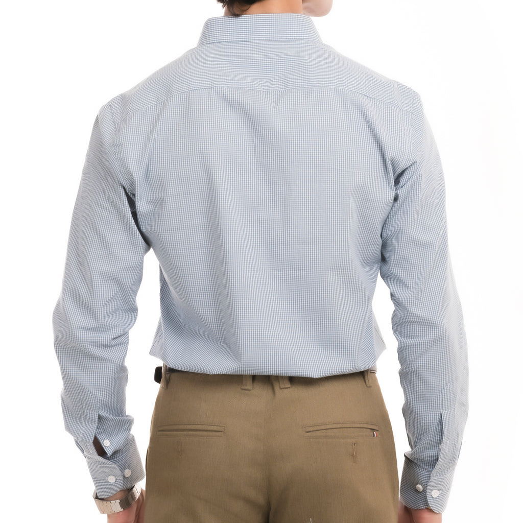 Micro-Checkered Formal Shirt - Grey/White