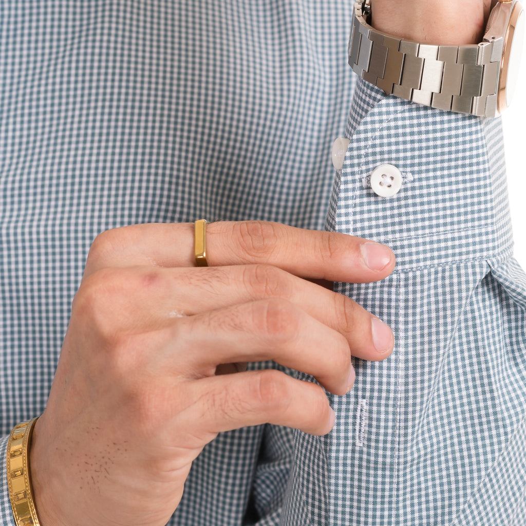 Micro-Checkered Formal Shirt - Grey/White