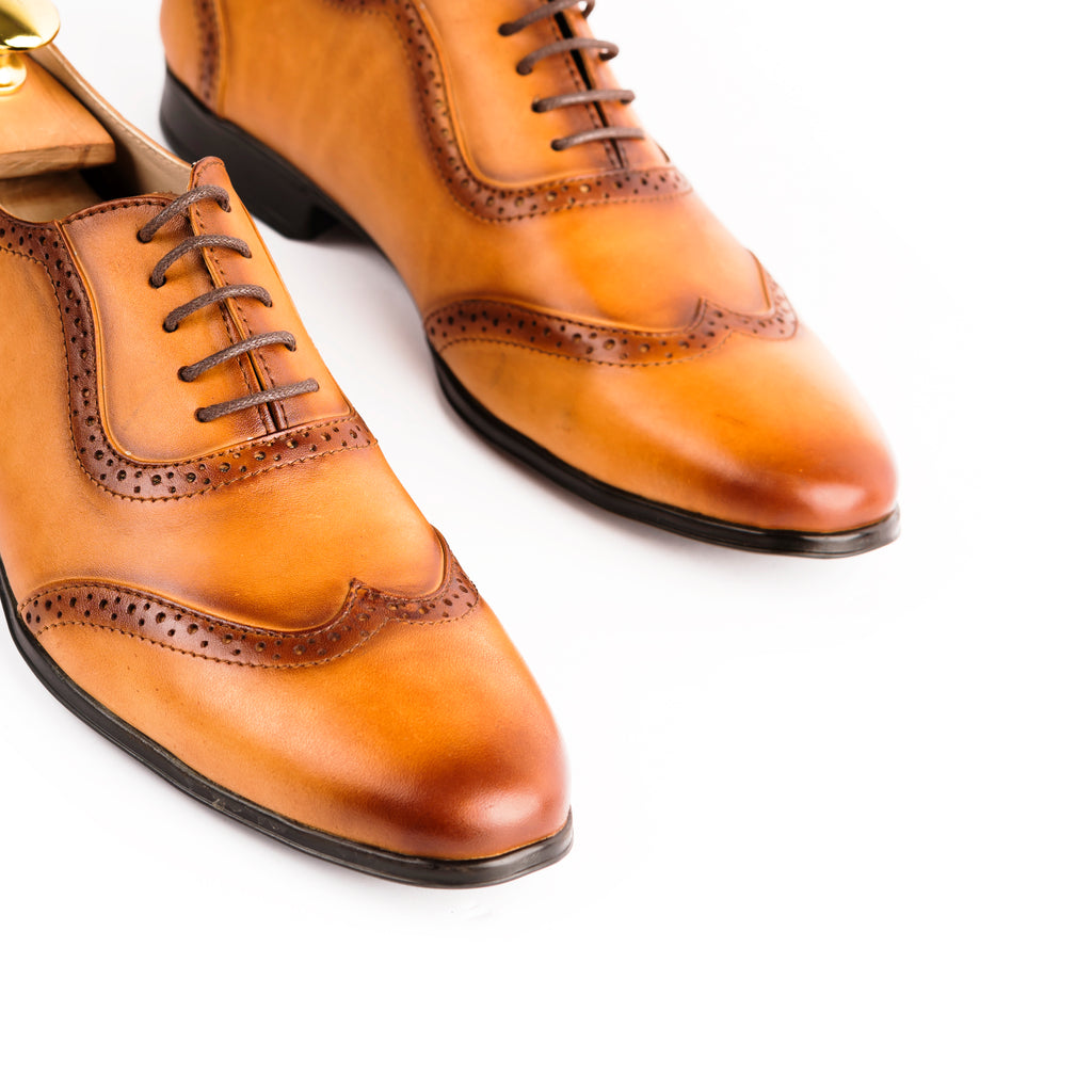 Patina Brogue Oxfords - Tan