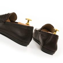 Load image into Gallery viewer, Croc-emboosed Penny Moccasins - Dark Brown