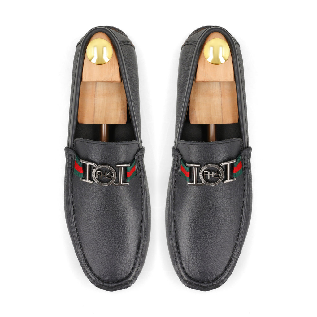 Gun Metal FHS Buckled Moccasins - Black