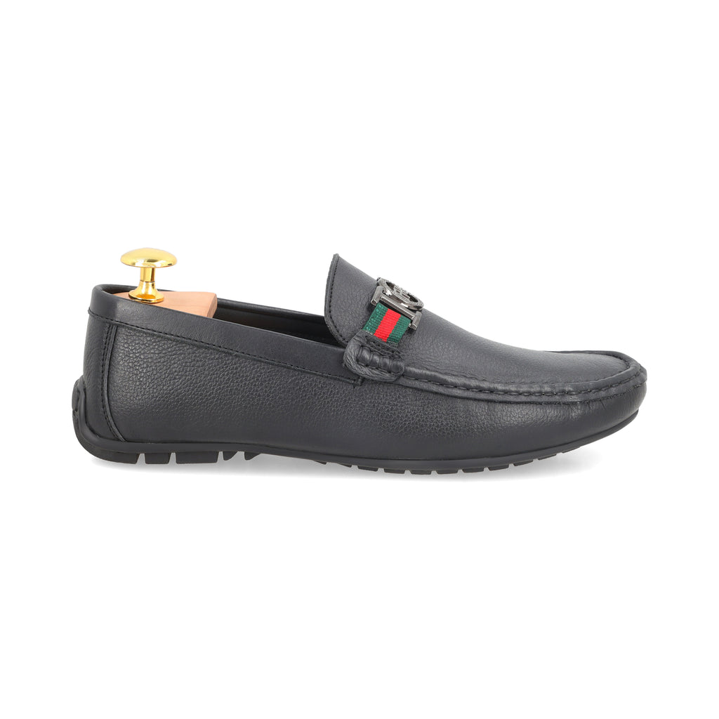 Gun Metal FHS Buckled Moccasins - Black