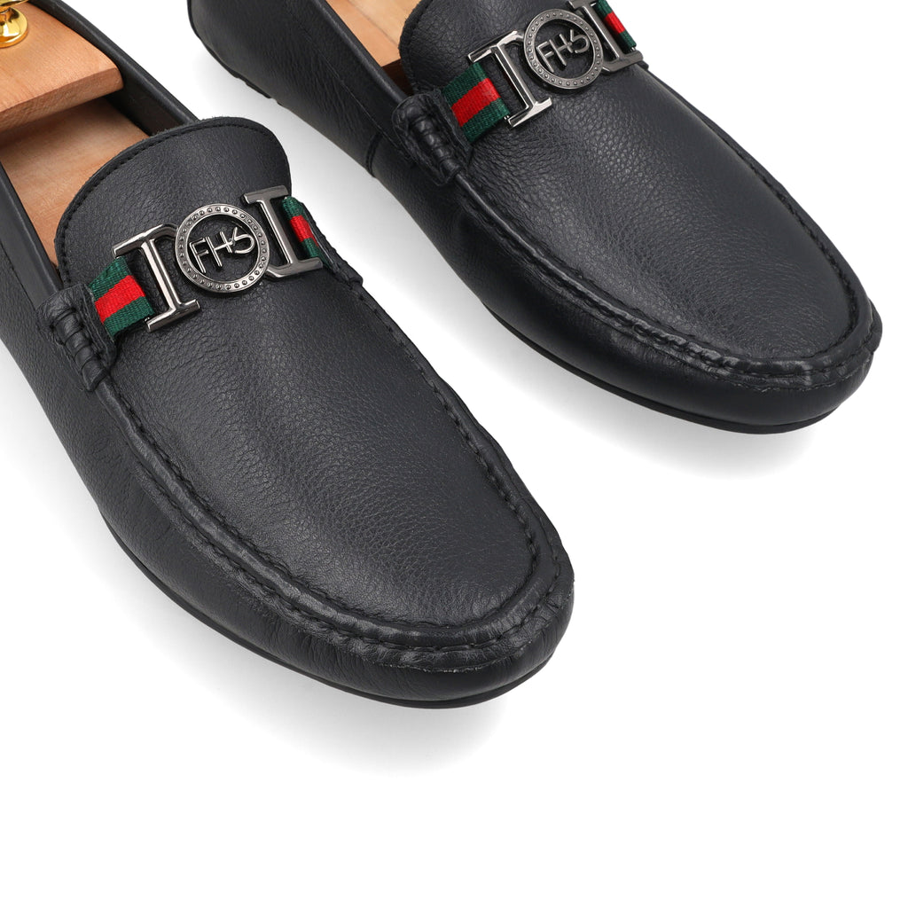 Gun Metal FHS Buckled Moccasins - Black