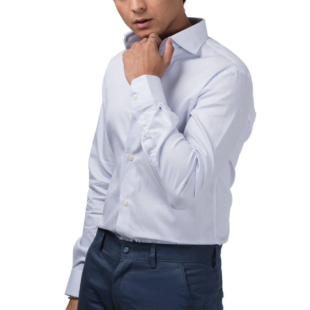 Pin-striped Blue/White Colored Shirt