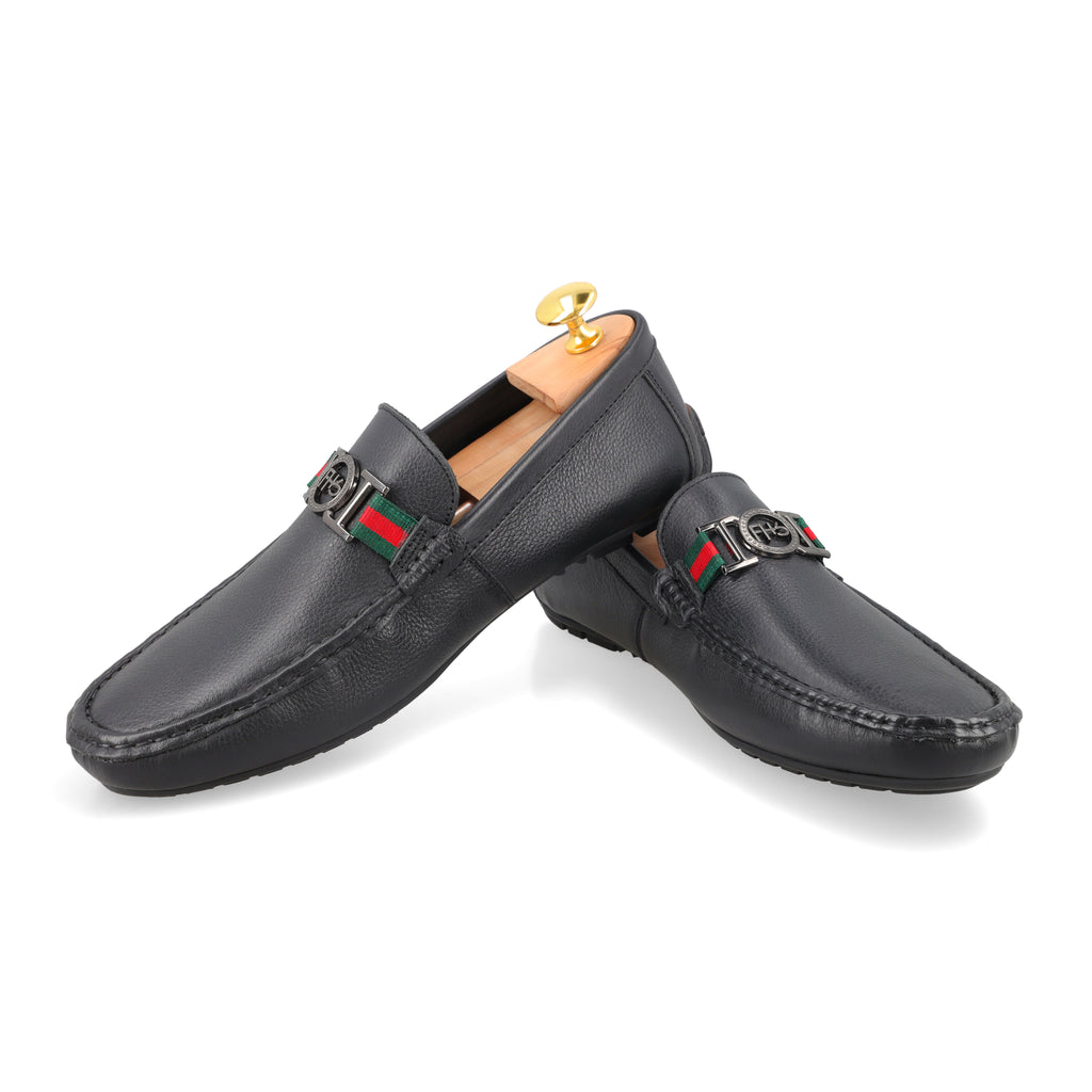 Gun Metal FHS Buckled Moccasins - Black