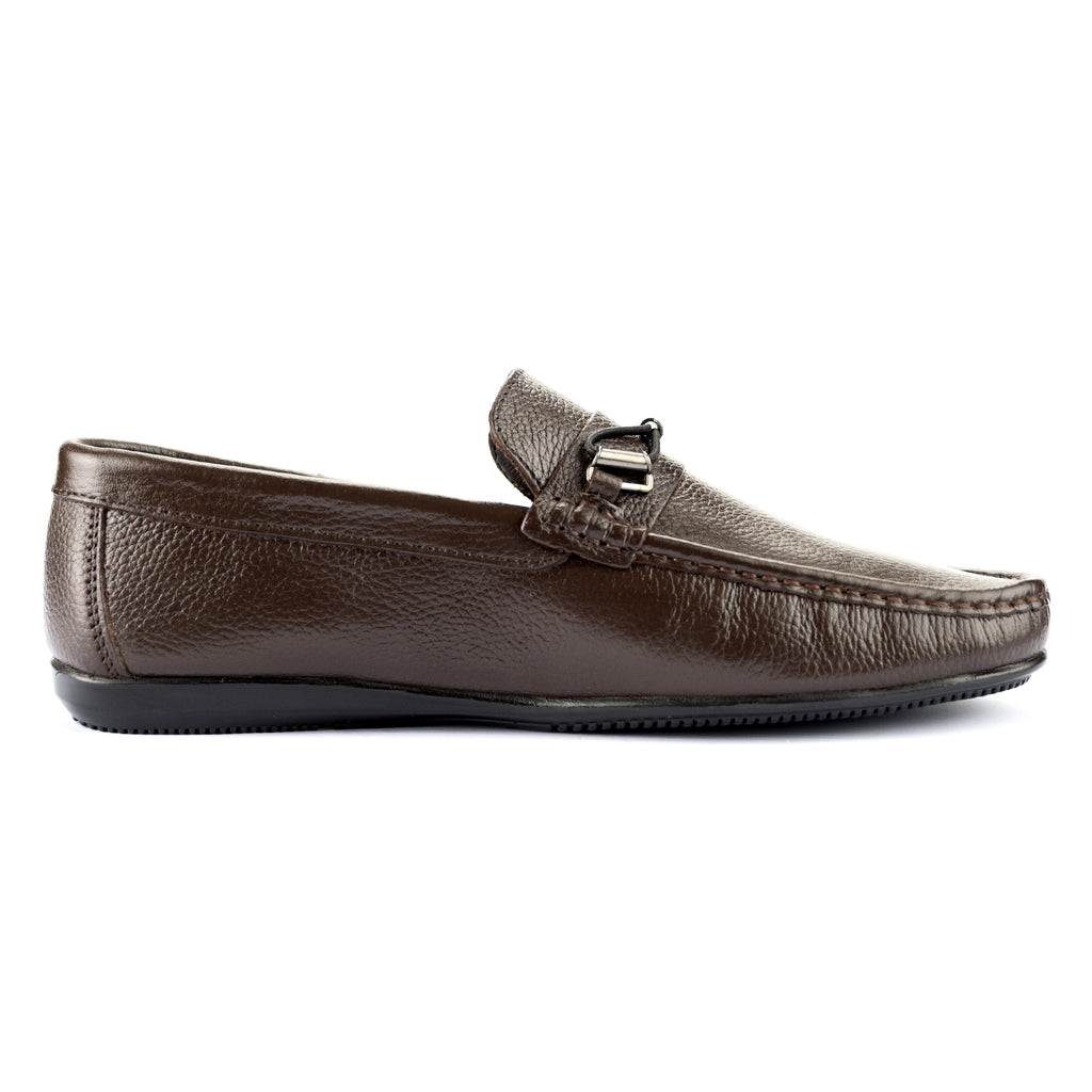 Textured Rope Buckled Moccasins-Brown