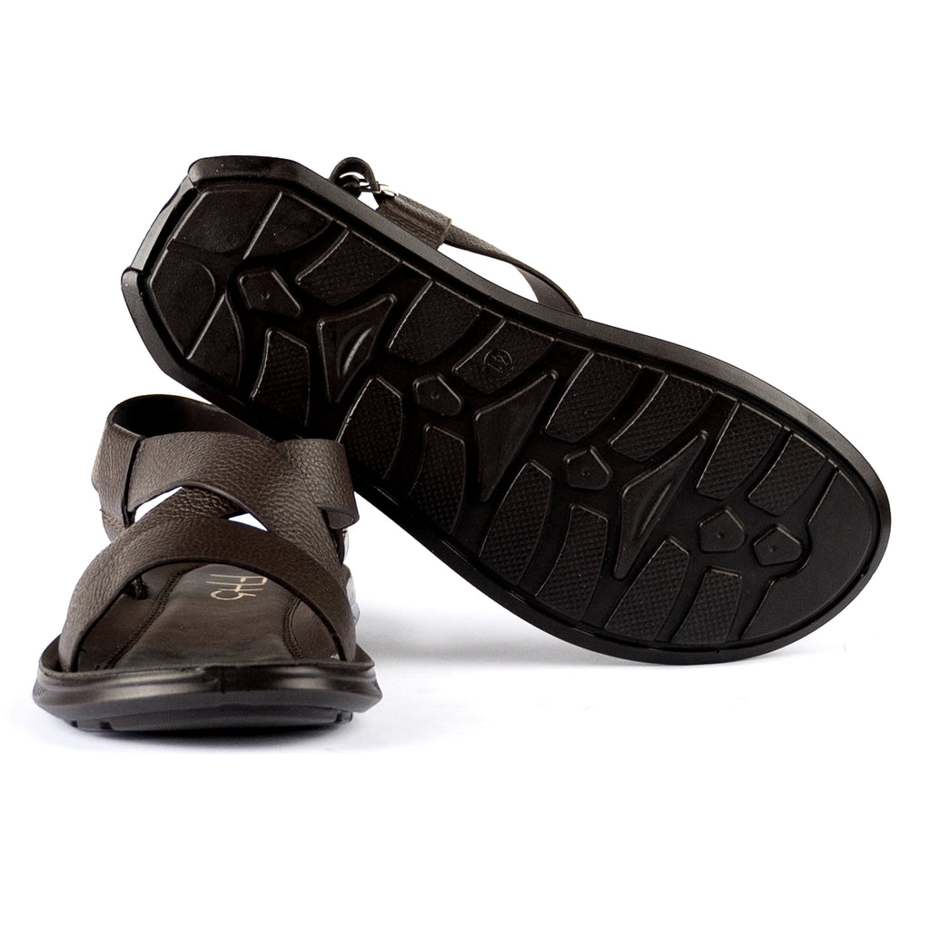 Casual Strapped Leather Sandals-Brown