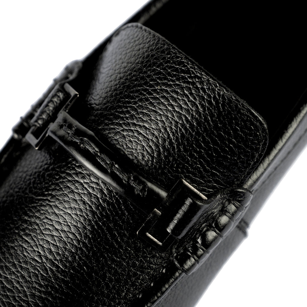 Unique Stitched Buckled Moccasins-Black