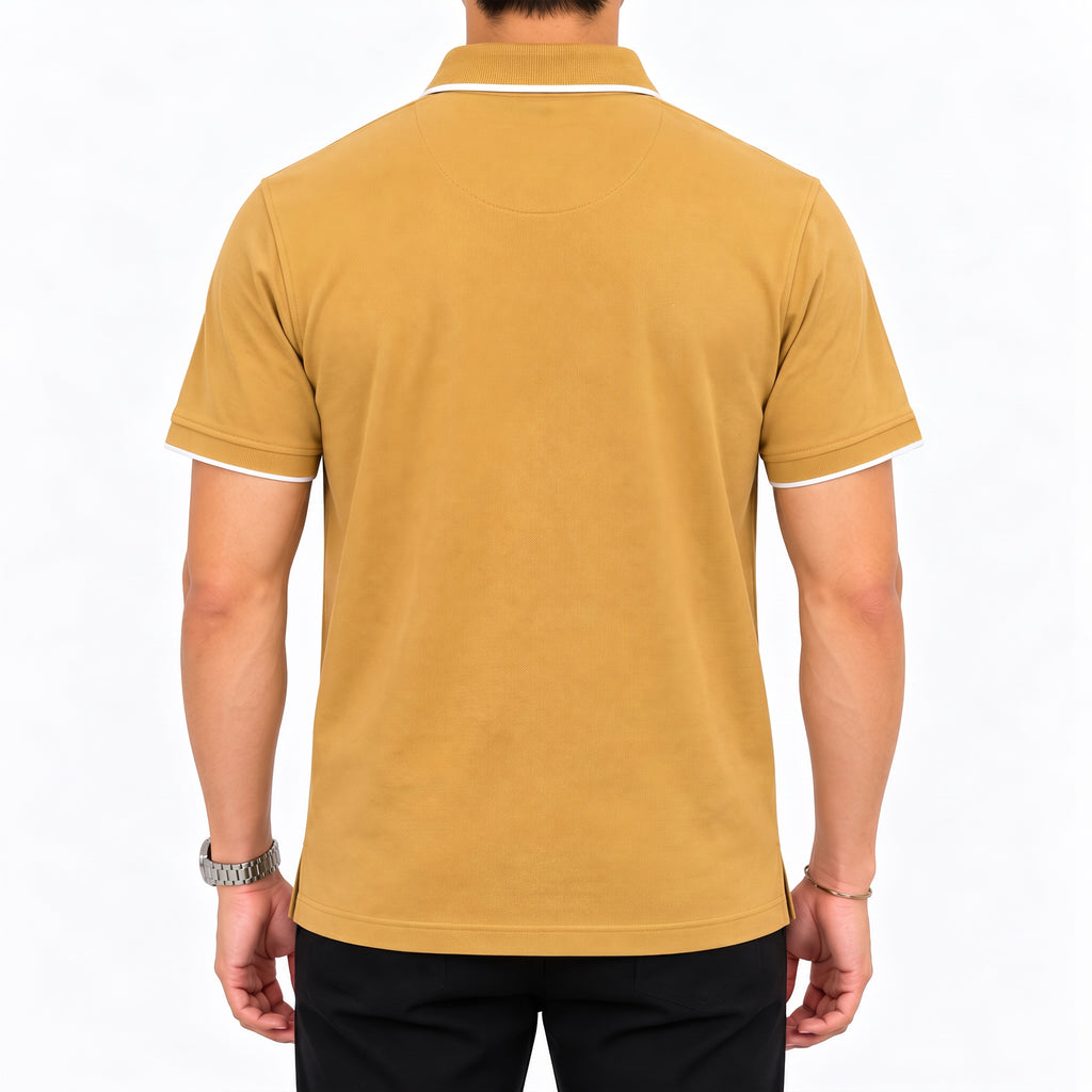 Jacquard Collar Polo - Mustard