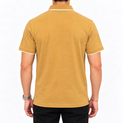 Jacquard Collar Polo - Mustard