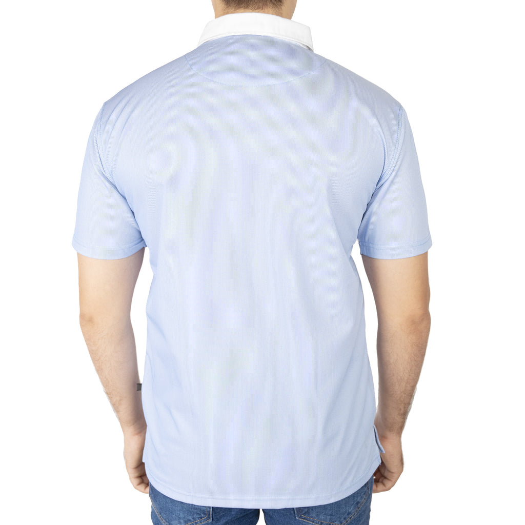 Classic Collar Polo Shirt-Sky/White