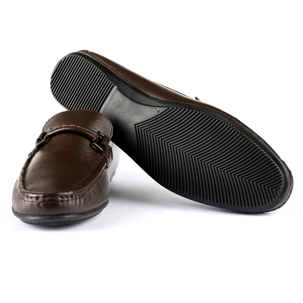 Unique Stitched Buckled Moccasins-Brown