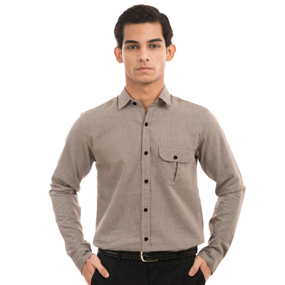 Brown Checkered Casual Shirt