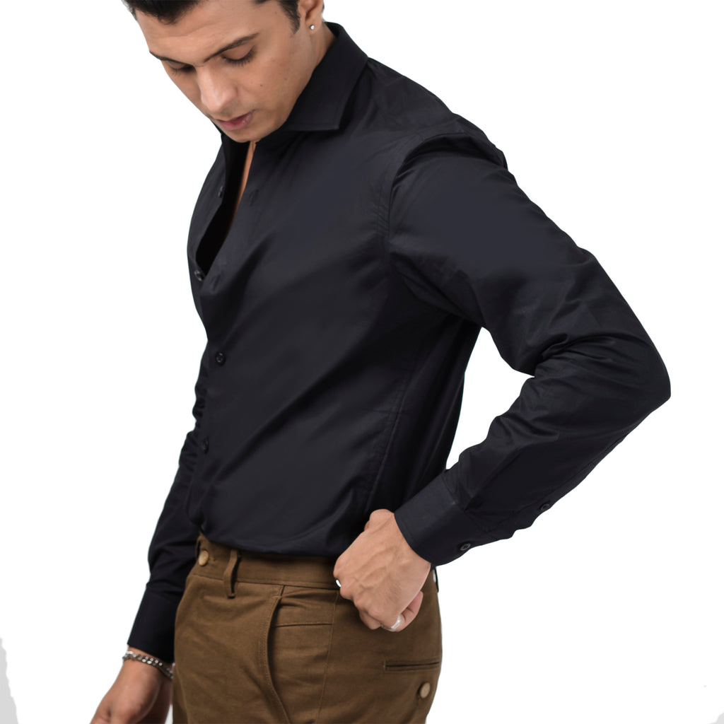 Solid Black Colored Formal Shirt
