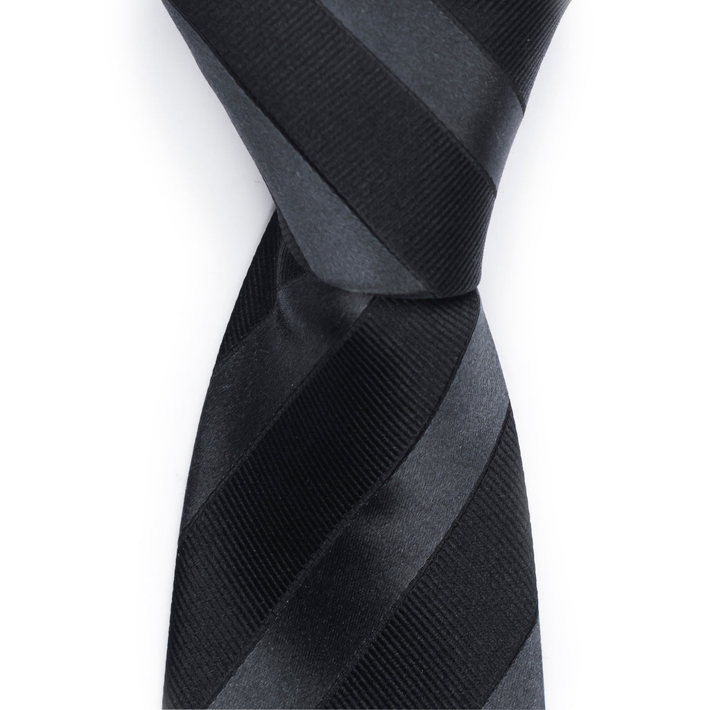 Silky Black Striped Tie