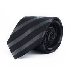 Load image into Gallery viewer, Silky Black Striped Tie