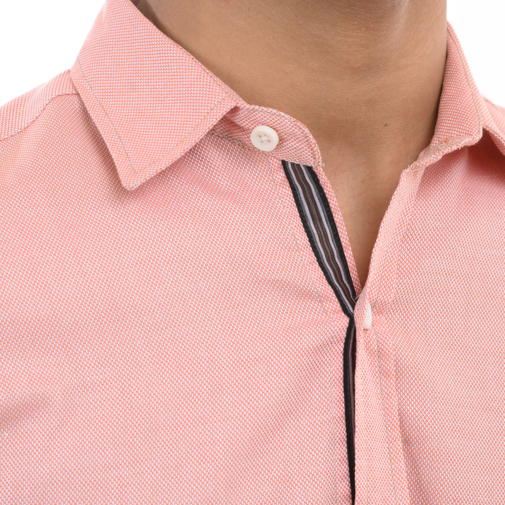 Subtle Orange Checkered Casual Shirt