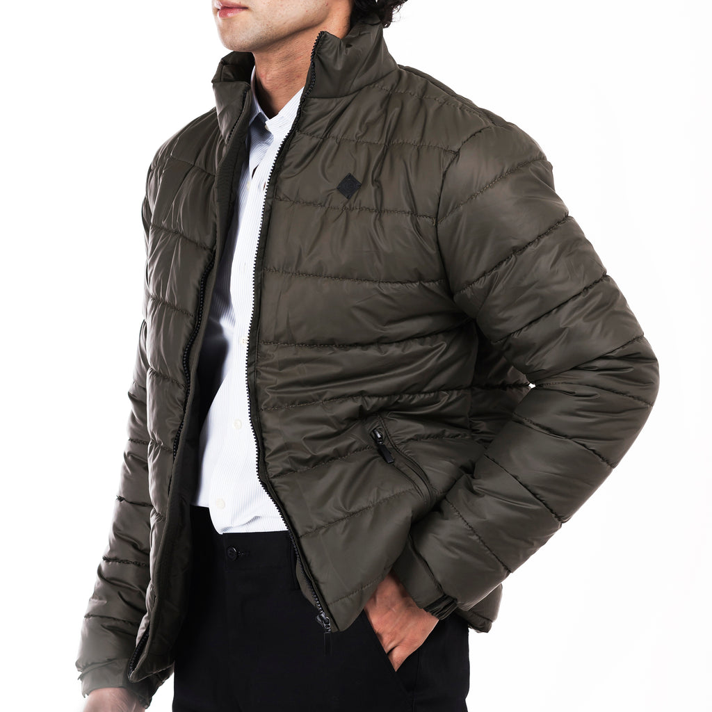 Men's Essential Puffer Jacket-Olive