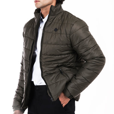 Men's Essential Puffer Jacket-Olive
