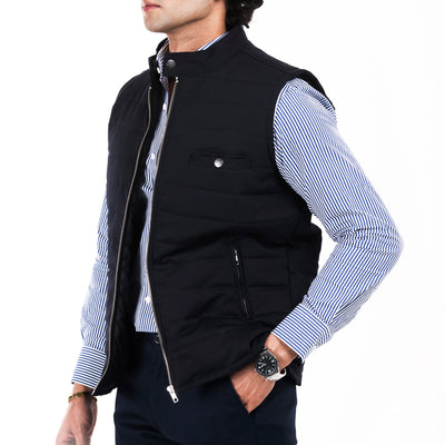 Sleek Gilet Sleeveless Jacket - Dark Navy