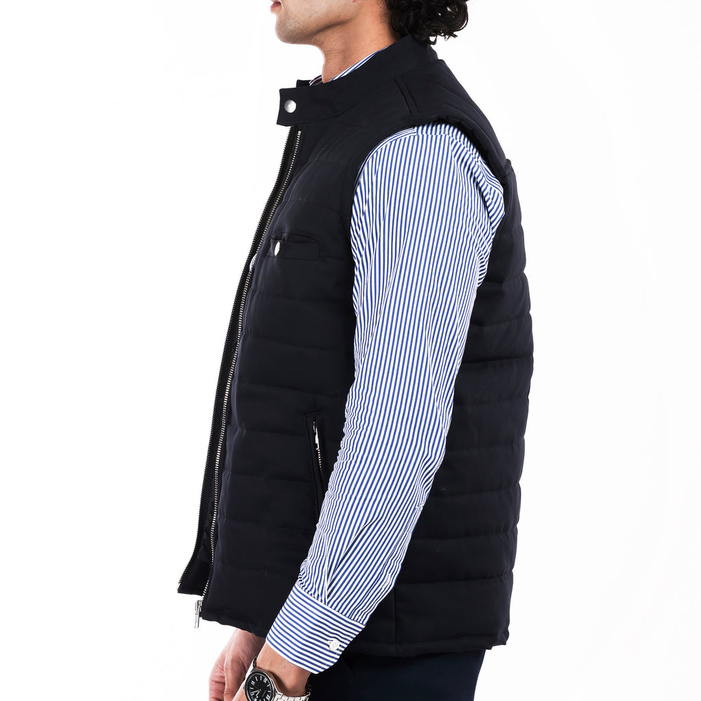 Sleek Gilet Sleeveless Jacket - Dark Navy