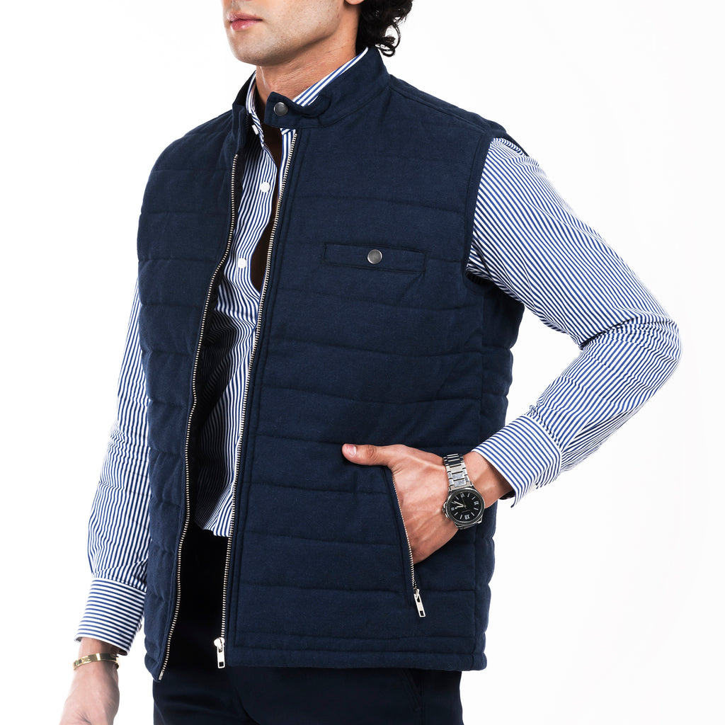 Sleek Gilet Sleeveless Jacket - Navy