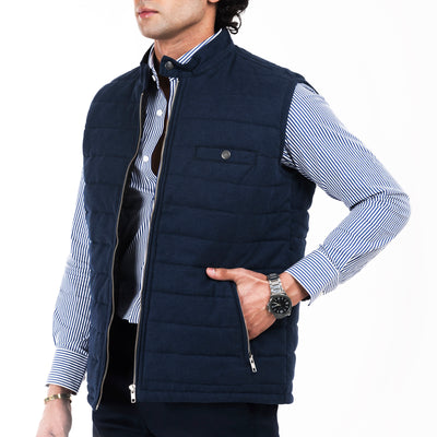 Sleek Gilet Sleeveless Jacket - Navy