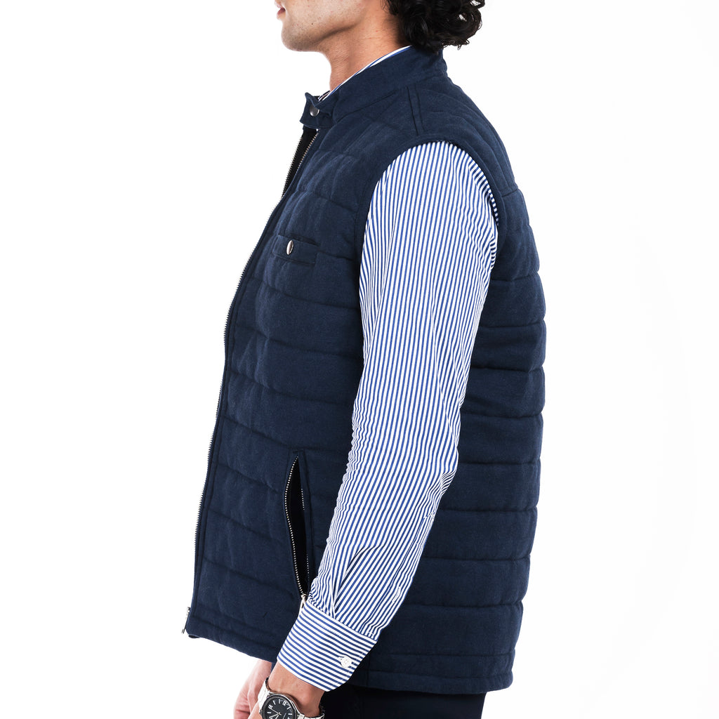 Sleek Gilet Sleeveless Jacket - Navy