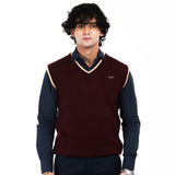 V-Neck Sleeveless Sweater-Maroon