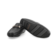 Load image into Gallery viewer, Gold Arrow Buckled Half Mocassins-Black