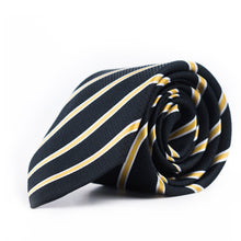 Load image into Gallery viewer, Silky Navy Striped Tie
