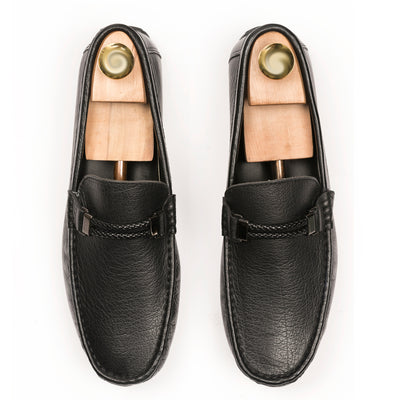 Buffalo Leather Moccasins - Black