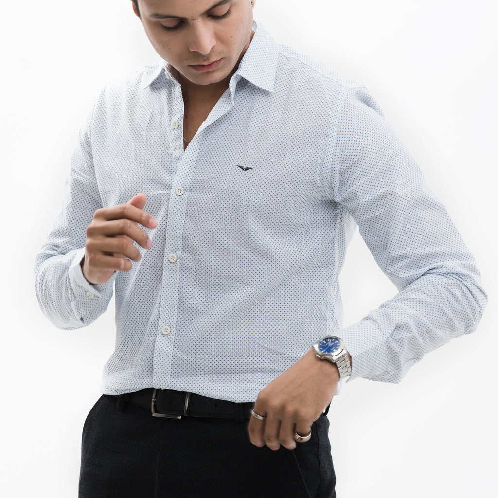 Classic Blue-Dotted Casual Shirt