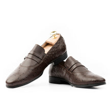 Load image into Gallery viewer, Ostrich Embossed Double Monk Loafers - Brown