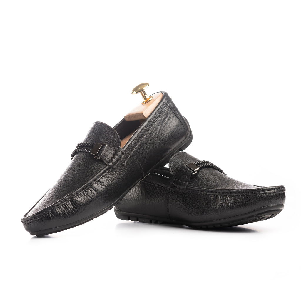 Buffalo Leather Moccasins - Black