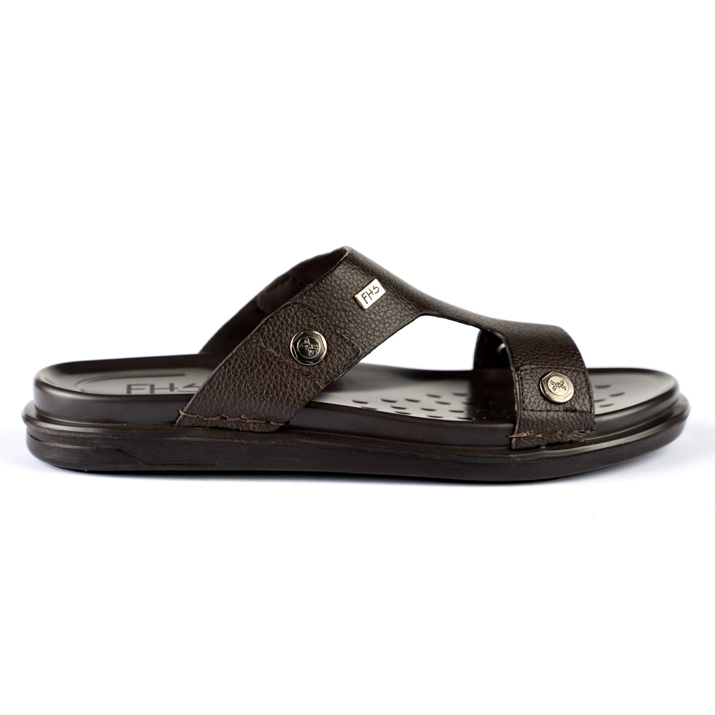 Casual Leather Slippers-Brown