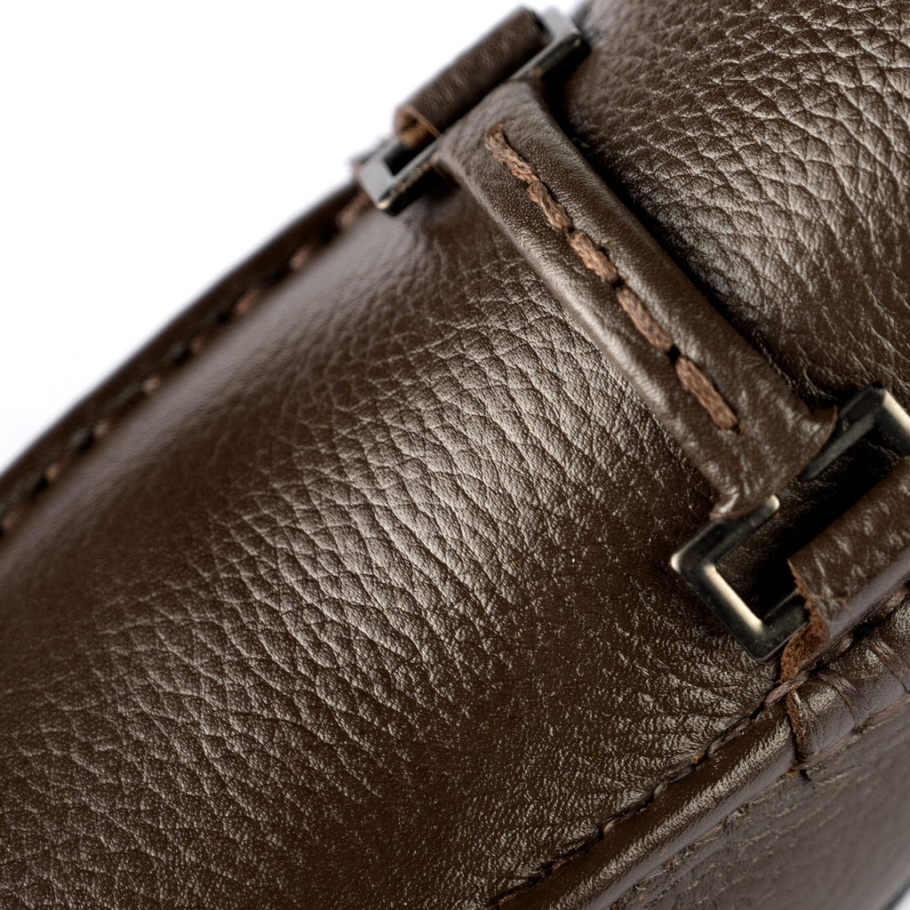 Unique Stitched Buckled Moccasins-Brown